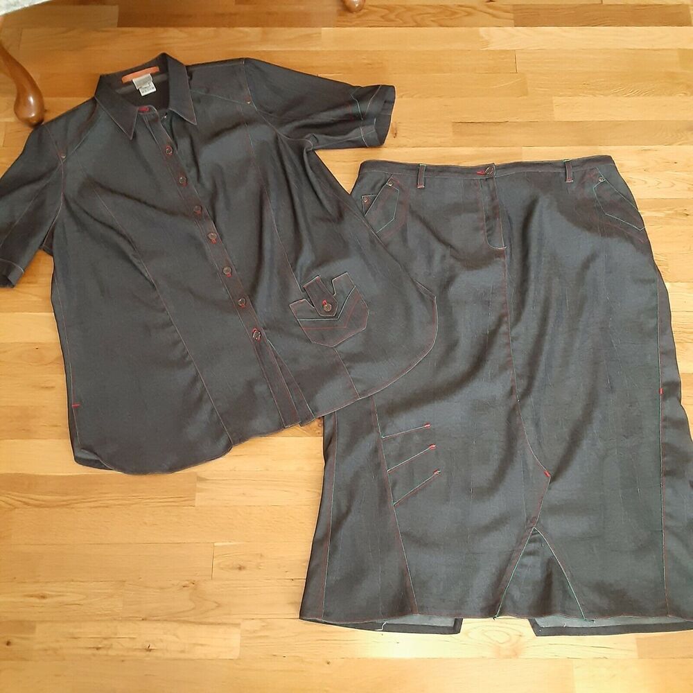 Vintage Alain Weiz 2pc Skirt & Blouse Set Versatile Retro Wearable Art